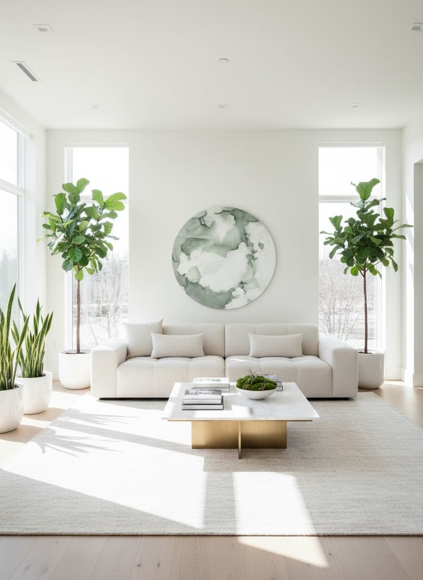 Clean modern home with natural light and plants